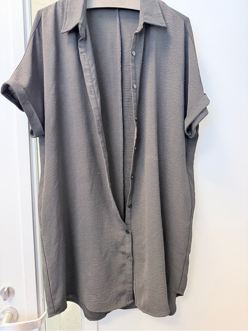 Relaxed Midi Shirt Dress in black.